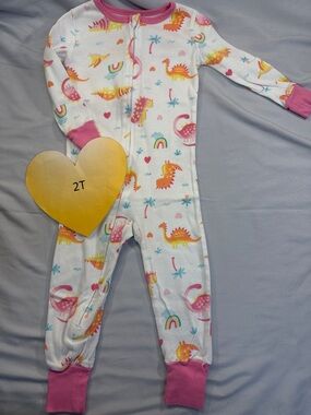 Kids Headquarters - Pink and Yellow Dinosaur Pajamas/ Onesie Sleeper